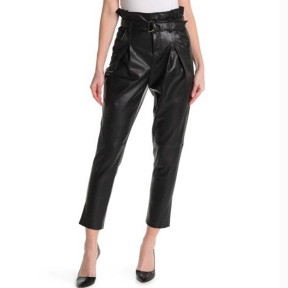 NWT BLANKNYC Pants Paperbag Waist Faux Leather Pants High Rise Black Size 30